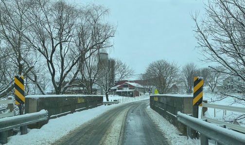 Lancaster County road in snow